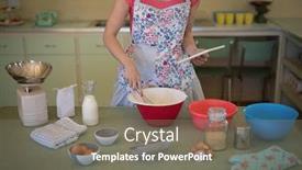  Presentation with using digital tablet - Presentation design featuring mid-section-of-waitress-preparing background and a gray colored foreground