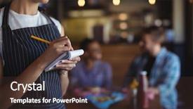  Presentation with waitress - Beautiful PPT layouts featuring mid section of waitress taking backdrop and a tawny brown colored foreground