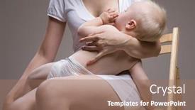  Presentation with breastfeeding - Amazing PPT theme having mid-section-of-woman-breastfeeding backdrop and a coral colored foreground