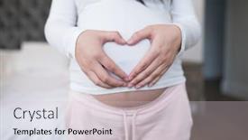  Presentation with hands heart - Theme consisting of mid section of woman forming heart shape on stomach with hands background and a light gray colored foreground