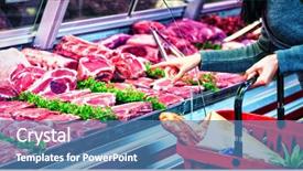  Presentation with meat - Audience pleasing slide deck consisting of mid section of woman pointing backdrop and a teal colored foreground