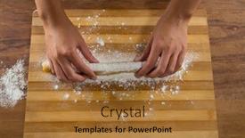  Presentation with dough - Audience pleasing presentation theme consisting of mid-section-of-woman-preparing backdrop and a red colored foreground