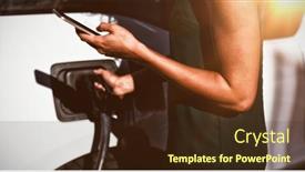  Presentation with mobile charging - Presentation with mid-section-of-woman-using background and a wine colored foreground