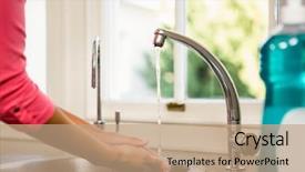  Presentation with hand washing - Cool new slide deck with mid section of woman washing backdrop and a coral colored foreground