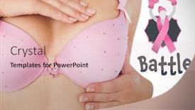  Presentation with breast - PPT theme enhanced with mid section of woman in bra examining breast against white background with vignette background and a lemonade colored foreground