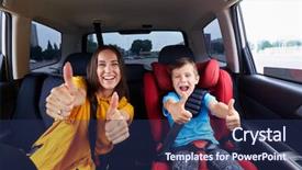  Presentation with mother and child health care - Cool new slide deck with mid shot of a mother backdrop and a navy blue colored foreground