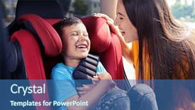  Presentation with mother baby and nurse - Slide deck with mid shot of joyful mother background and a ocean colored foreground