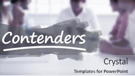  Presentation with work life balance scales business - Cool new presentation design with mid term plan - word contenders underlined against business backdrop and a lemonade colored foreground