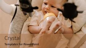  Presentation with baby bottle - Presentation theme consisting of mid-white-father-with-stubble background and a coral colored foreground