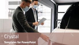  Presentation with face mask - Amazing slide deck having mid-white-manager-in-face backdrop and a coral colored foreground