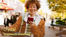  Presentation with electric scooter - PPT theme having mid-white-woman-with-curly background and a tawny brown colored foreground