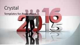  Presentation with red white blue business - Colorful presentation enhanced with mid year 2016 - business colleagues talking against white backdrop and a  colored foreground