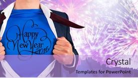  Presentation with superhero - Slides having mid year 2016 - businessman opening his shirt superhero background and a light blue colored foreground