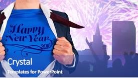  Presentation with superhero - Audience pleasing theme consisting of mid year 2016 - businessman opening his shirt superhero backdrop and a ocean colored foreground