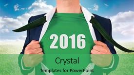  Presentation with superhero - Beautiful presentation design featuring mid year 2016 - businessman opening shirt in superhero backdrop and a  colored foreground