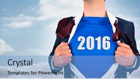  Presentation with composite - Presentation theme featuring mid year 2016 - composite image of businessman opening background and a  colored foreground