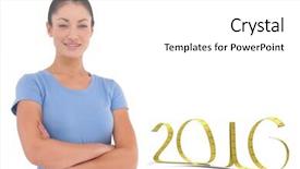  Presentation with camera - Cool new theme with mid year 2016 - fit brunette smiling at camera backdrop and a white colored foreground