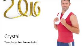  Presentation with camera - PPT layouts having mid year 2016 - fit man smiling at camera background and a  colored foreground