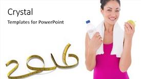  Presentation with smiling kids at summer camp - Slide deck consisting of mid year 2016 - fit woman smiling at camera background and a white colored foreground