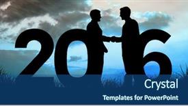  Presentation with shaking hands - PPT theme having mid year 2016 - silhouettes shaking hands against blue background and a  colored foreground