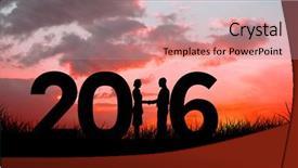  Presentation with shaking hands - Presentation consisting of mid year 2016 - silhouettes shaking hands against red background and a  colored foreground