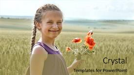  Presentation with red hibiscus rosa sinensis flower - Beautiful slides featuring midday - girl with red tulip flowers backdrop and a  colored foreground