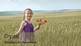 Presentation with red hibiscus rosa sinensis flower - Presentation theme consisting of midday - girl with red tulip flowers background and a  colored foreground