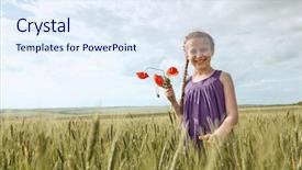  Presentation with summer sun - Beautiful PPT layouts featuring midday - girl with red tulip flowers backdrop and a  colored foreground