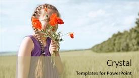  Presentation with summer sun - Slide deck consisting of midday - girl with red tulip flowers background and a  colored foreground