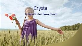  Presentation with summer flowers - Colorful presentation theme enhanced with midday - girl with red tulip flowers backdrop and a sky blue colored foreground