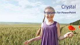  Presentation with red hibiscus rosa sinensis flower - Colorful presentation design enhanced with midday - girl with red tulip flowers backdrop and a sky blue colored foreground