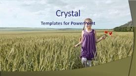  Presentation with summer sun - Colorful theme enhanced with midday - girl with red tulip flowers backdrop and a sky blue colored foreground