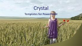  Presentation with summer flowers - Amazing presentation design having midday - girl with red tulip flowers backdrop and a sky blue colored foreground