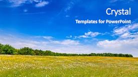  Presentation with blue sky - Presentation enhanced with midday - idyllic english rural landscape background and a cobalt blue colored foreground