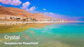  Presentation with water heat - PPT theme featuring midday heat evaporates water turquoise background and a seafoam green colored foreground