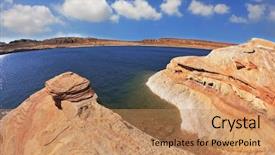  Presentation with heat - Presentation theme having midday heat the artificial lake powell in the red desert of california photo taken fisheye lens background and a coral colored foreground
