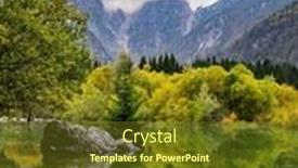  Presentation with mountain lake - Slide set featuring midday-in-a-mountain-valley background and a tawny brown colored foreground