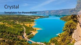  Presentation with river flow - Slides consisting of midday sun the water background and a  colored foreground