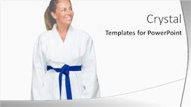  Presentation with kimono - Theme having age adult woman wearing karate background and a white colored foreground