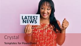  Presentation with news paper - Cool new PPT layouts with middle-age-african-american-woman backdrop and a red colored foreground