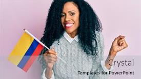  Presentation with colombia - Slide deck enhanced with middle-age-african-american-woman background and a light gray colored foreground