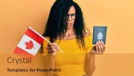  Presentation with canada flag - Colorful theme enhanced with middle-age-african-american-woman backdrop and a gold colored foreground