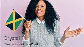  Presentation with jamaica - Presentation design enhanced with middle-age-african-american-woman background and a light gray colored foreground