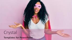  Presentation with hero woman - Beautiful PPT theme featuring middle-age-african-american-woman backdrop and a coral colored foreground