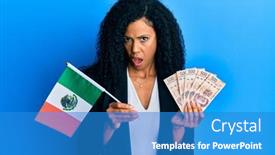  Presentation with mexico flag - Presentation design featuring middle-age-african-american-woman background and a teal colored foreground