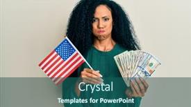  Presentation with united states flag - Beautiful presentation theme featuring middle-age-african-american-woman backdrop and a ocean colored foreground