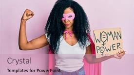  Presentation with hero woman - Presentation theme with middle-age-african-american-woman background and a coral colored foreground