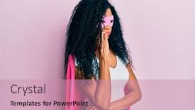  Presentation with hero woman - Presentation having middle-age-african-american-woman background and a coral colored foreground