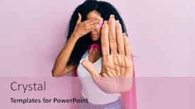  Presentation with hero woman - Audience pleasing presentation theme consisting of middle-age-african-american-woman backdrop and a soft green colored foreground