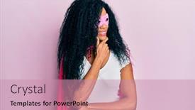  Presentation with hero woman - Cool new slide deck with middle-age-african-american-woman backdrop and a coral colored foreground